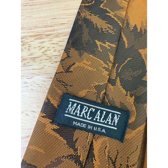 Marc Alan Men's Neck Tie Amber Gold Leaf Print Made in USA JL - Picture 5 of 9